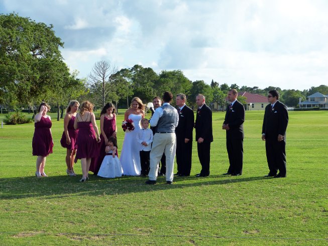 Staging the wedding party for the flyover